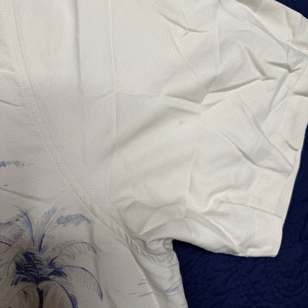 Tommy Bahama Mens 2XB Ivory Silk Cotton Marlin Tropical Hawaiian Fish Shirt Read - Picture 7 of 7